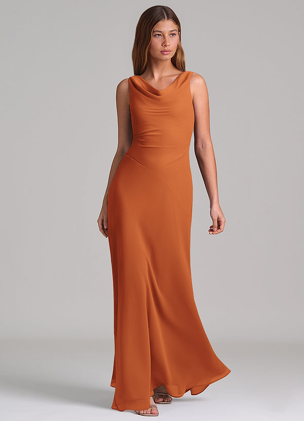 Azazie Nerine Brudtärneklänningar Klä av A-Linje i Chiffong Plisserad Kanel image1