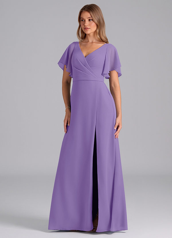 Azazie Ambrosia Bridesmaid Dresses Tahiti A-Line Pleated Chiffon Dress image1