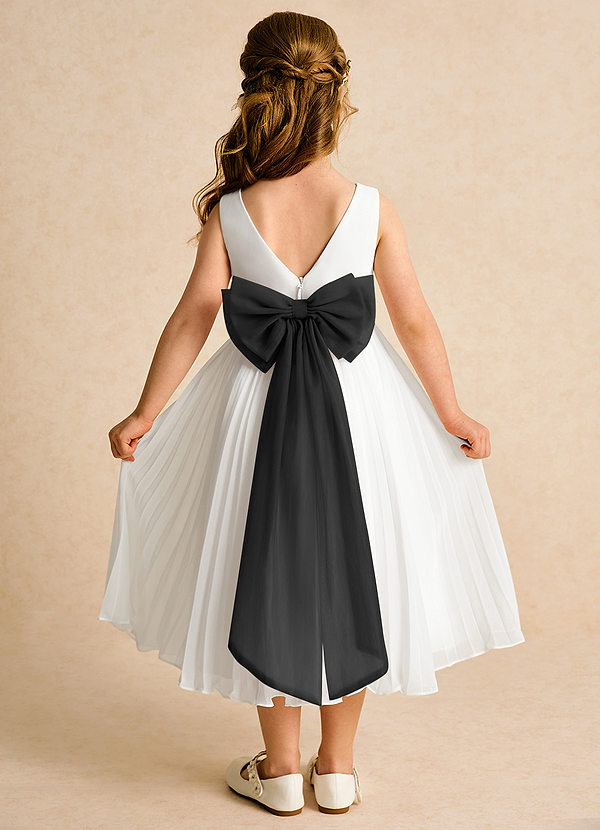 Azazie Margot Flower Girl Dresses Ivory Black A-Line Pleated Chiffon Dress image1