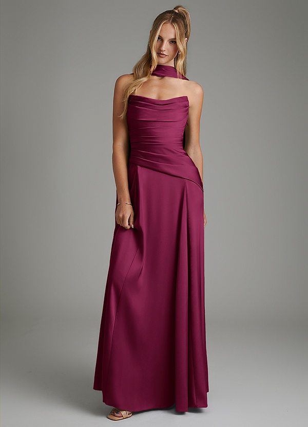 Gabriela Bridesmaid Dresses Red Plum A-Line Corset Stretch Satin Dress image1