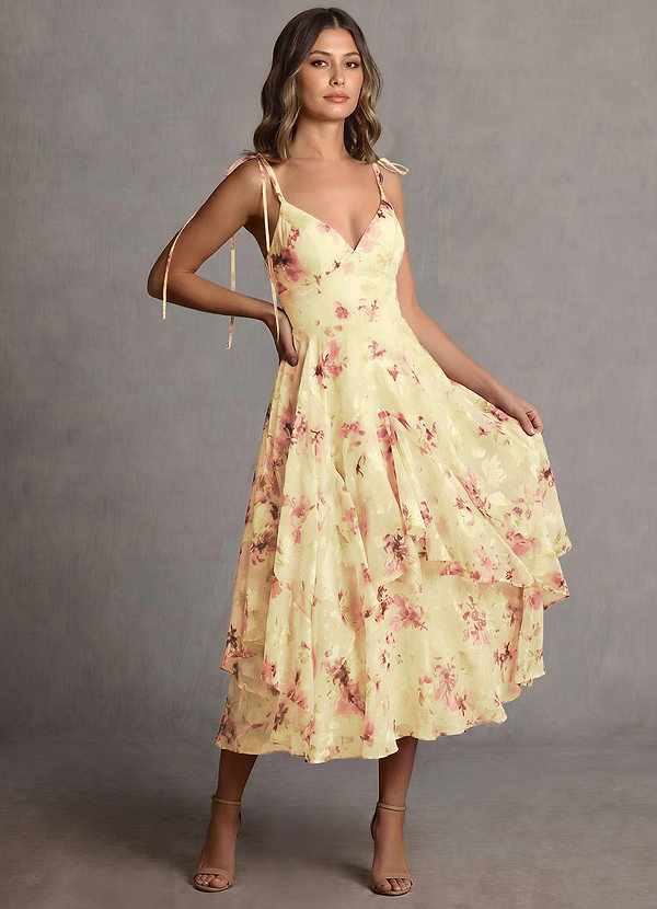 Harmony Light Yellow Midi Dress image1