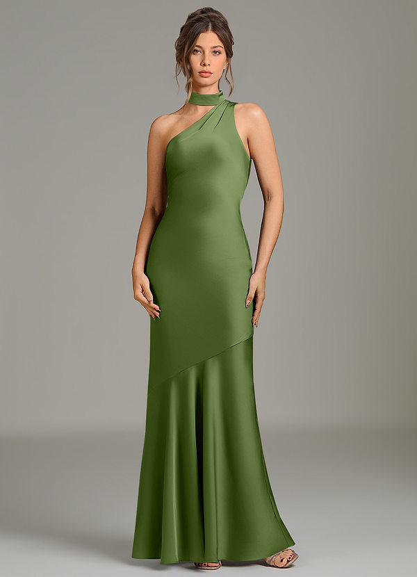 Azazie Jalissa Bridesmaid Dresses Juniper Mermaid One Shoulder Stretch Satin Dress image1