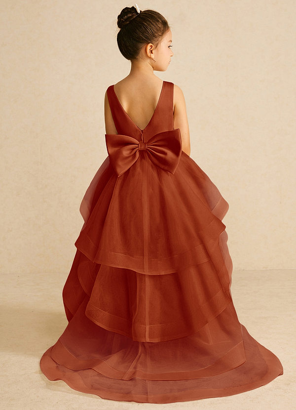 Azazie Pumpkin Flower Girl Dresses Paprika A-Line Convertible Tulle Dress image1