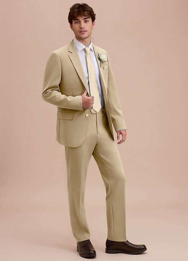 front Ethan Champagne Refined Weave Suit