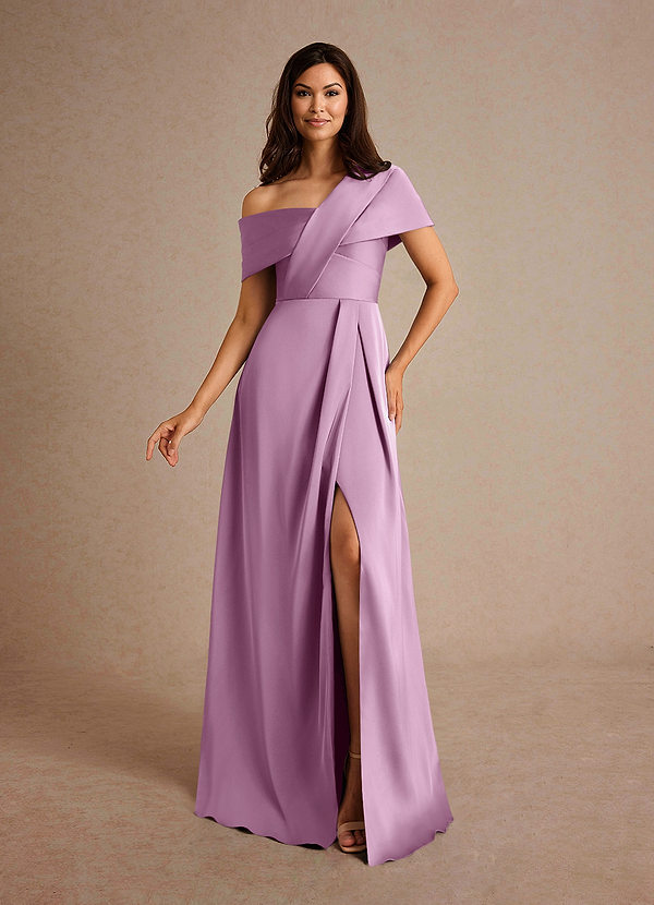 Azazie Milton Mother of the Brides Dresses Wisteria A-Line Pleated Stretch Satin Dress image1