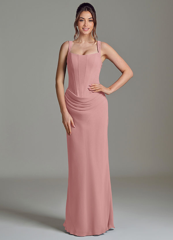Azazie Niamh Bridesmaid Dresses Dusty Rose Mermaid Corset Chiffon Dress image1