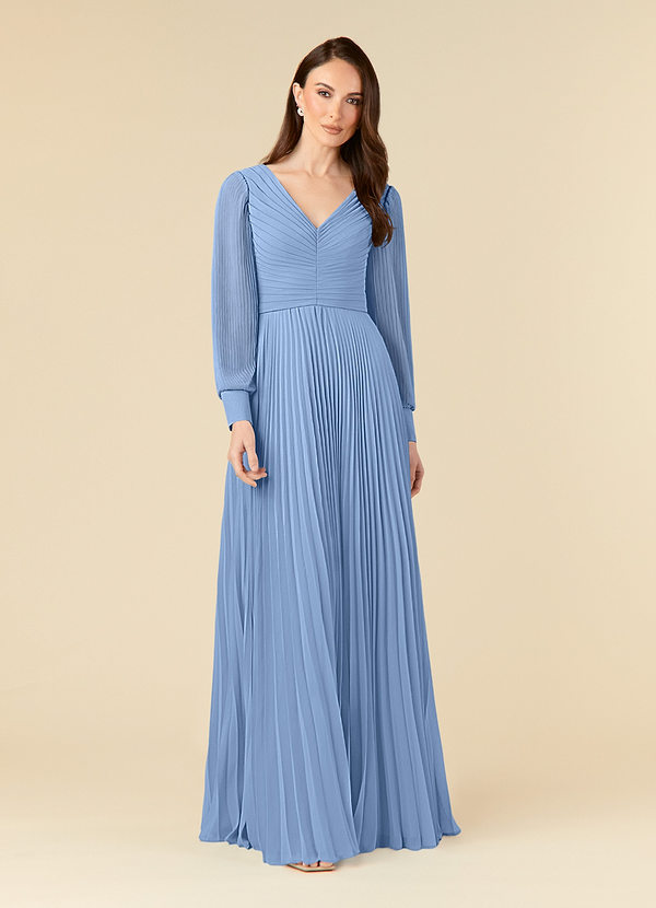 A-Line Pleated Chiffon Floor-Length Dress Taupe Plus Size
