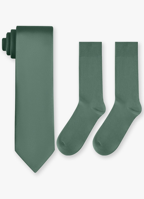 front Matching Stretch Satin Wide Tie & Cotton Socks Set