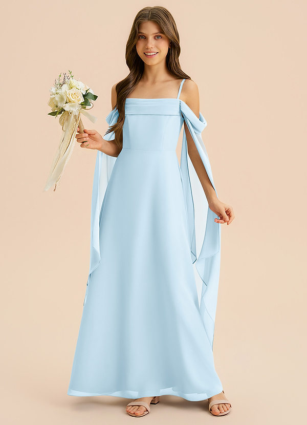 Azazie Moana Junior Jurk van Chiffon met A-Lijn Geplooid Hemelsblauw image1