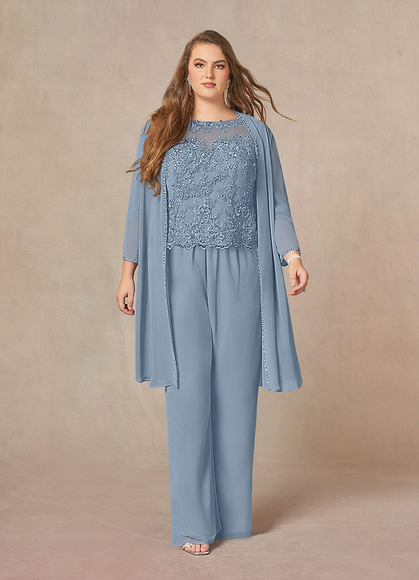 Azazie Florida Mother of the Brides Dresses Dusty Blue Jumpsuit/Pantsuit Sequins Chiffon Dress image1