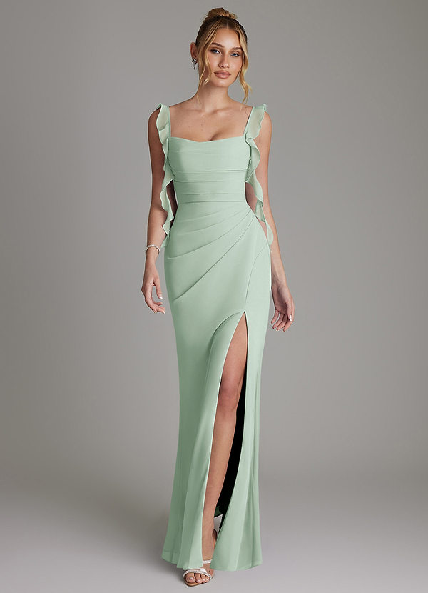 Azazie Jessamine Bridesmaid Dresses Agave Mermaid Corset Chiffon Dress image1