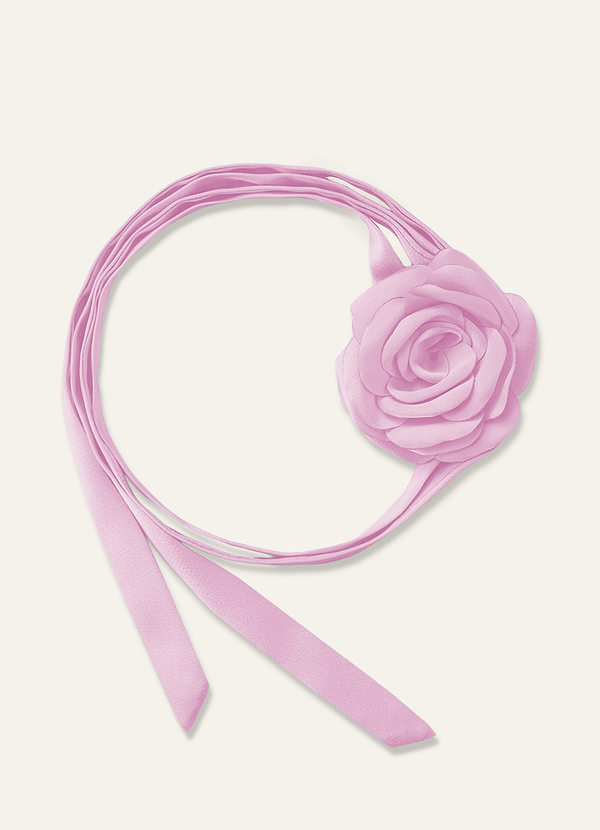 front Collar de cuerda con flor de rosa de gasa del mismo color