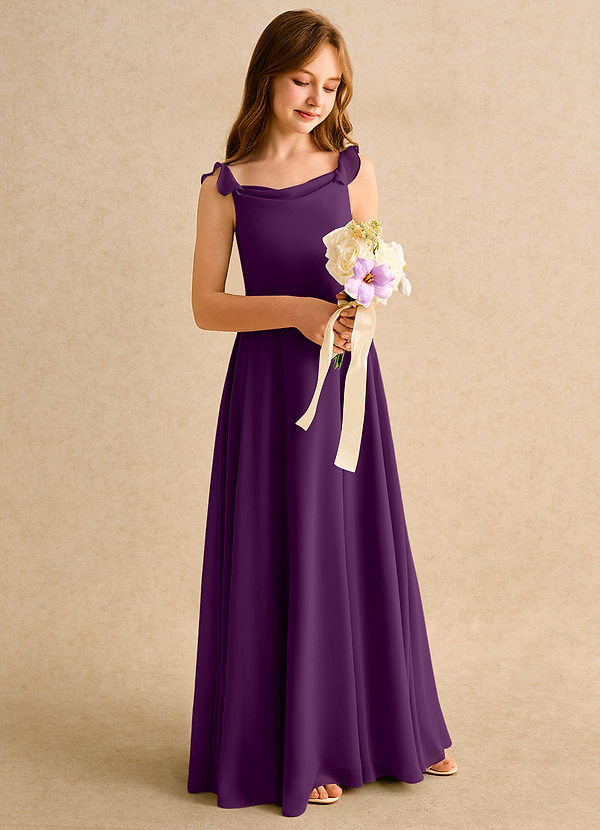 Azazie Puppy Girls Formal Robes de Fillette d'Honneur Robe Trapèze en Mousseline de soie Plissée Grain De Raisin image1