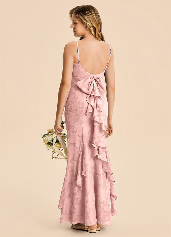 Lioren Junior Vestido Rosa Empolvado de Devorado Floral de Corte Sirena con Drapeado image1