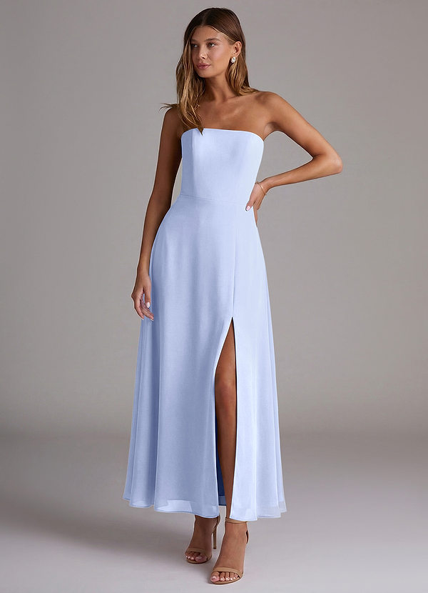 Azazie Wren Bridesmaid Dresses Vestido Gelo de Chiffon de Linha A com Sem alças image1