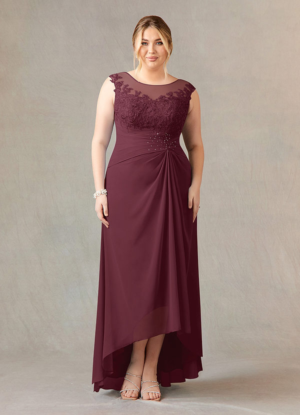 Illusion Neck Gowns with Lace Bodice Cabernet Plus Size main image 1