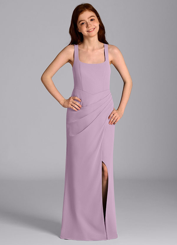 Azazie Mero Junior Meerjungfrau-Linie Plissee Chiffon Kleid Blauregen image1