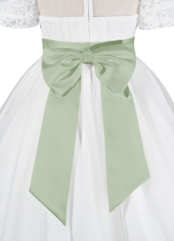 front Matching Color Matte Satin Sash with Back Bow