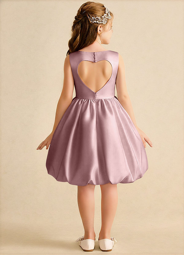 Azazie Nirvana Robes de Fillette d'Honneur Robe Princesse en Mat Satiné Rayé Rose Poussiéreuse image1