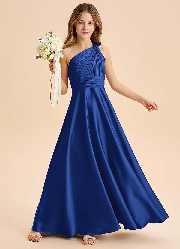 Azazie Charlize Junior Klä av A-Line i Stretch Satin Plisserad image1