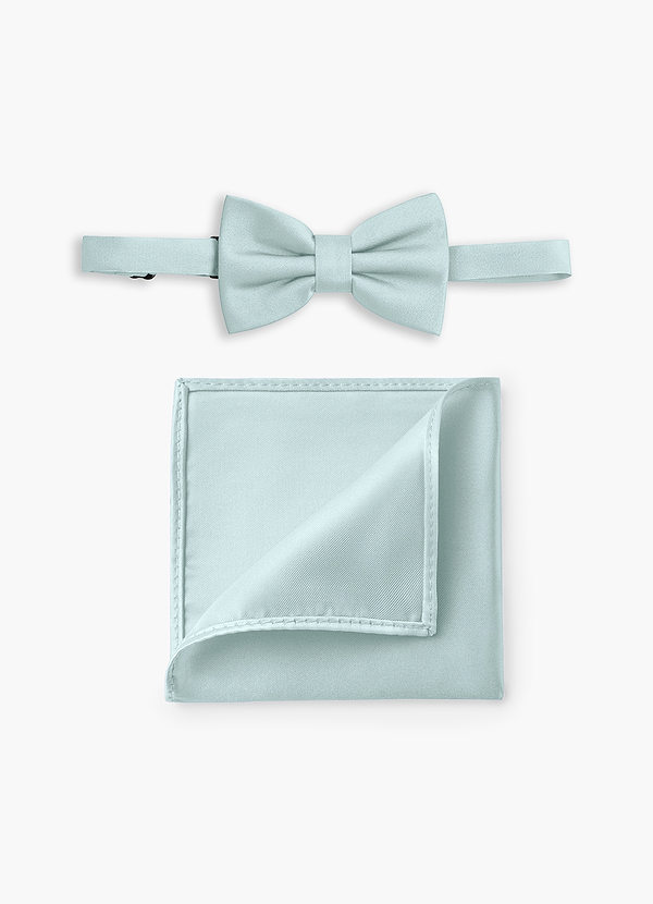 front Boy's Adjustable Stretch Satin Bow Tie & Pocket Square Set