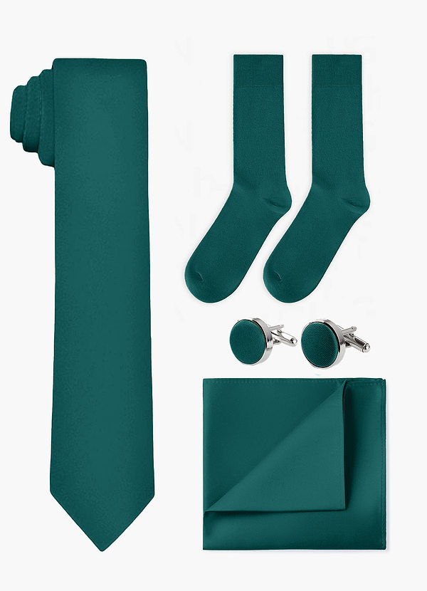 front Conjunto de corbata ancha, pañuelo de bolsillo, gemelos y calcetines a juego