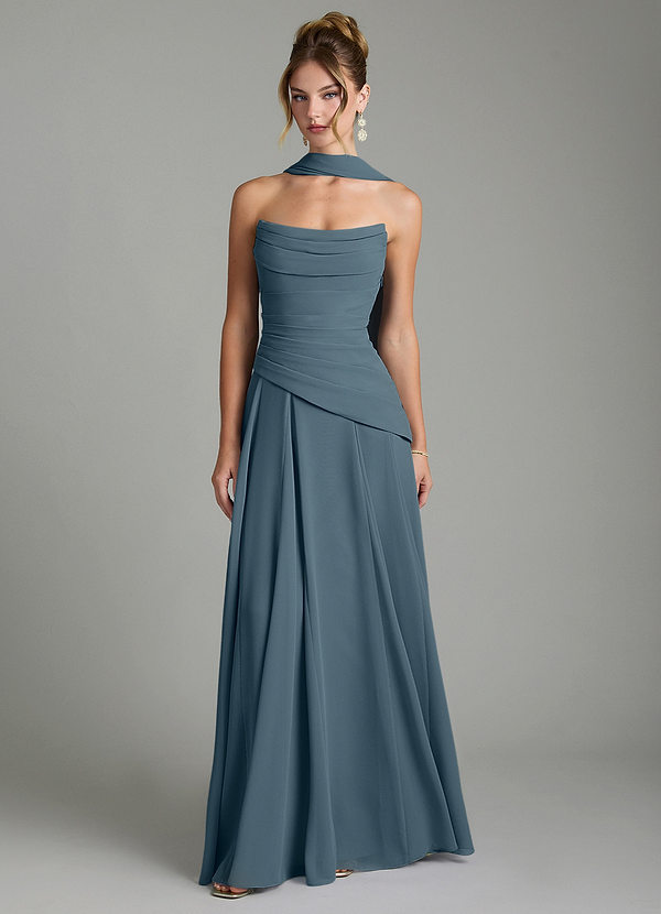 Azazie Gabriela Brautjungfernkleider A-Linie Korsett Chiffon Kleid Zwielichtviolett image1
