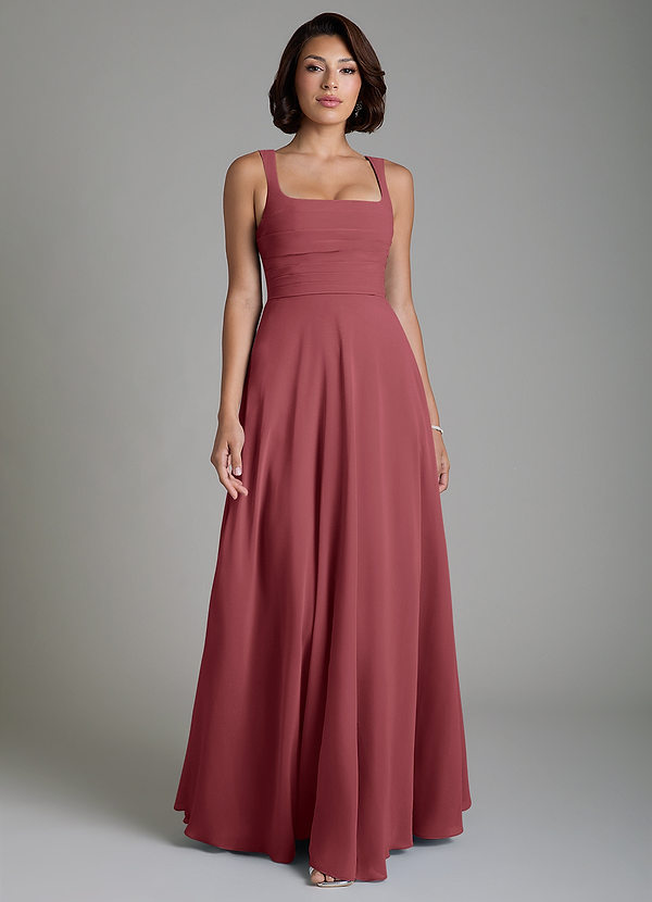 Azazie Azaria Vestidos de dama de honor Vestido Merlot de Gasa de Línea A con Corsé image1