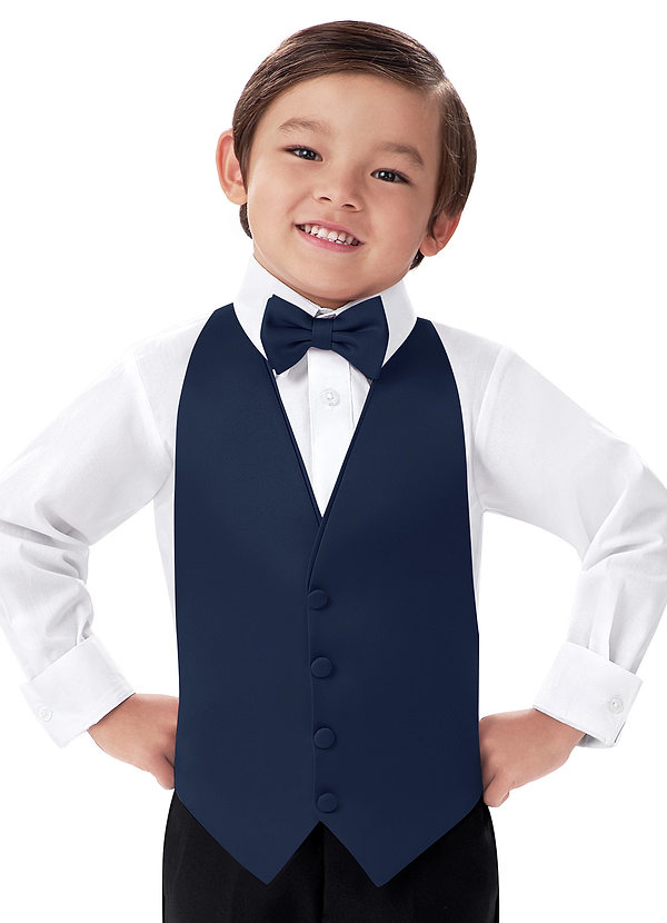 front Boy's Matte Satin Vest & Bow Tie Set