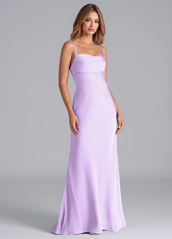 Azazie Seema Morsiusneitojen mekot Mrenneito Korsetti Joustava satiini Lattian pituus Pukeutua image1