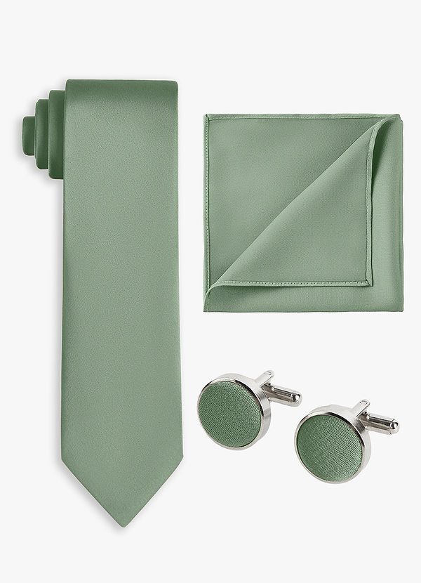 front Matching Color 3-Piece Stretch Satin Wide Tie Set