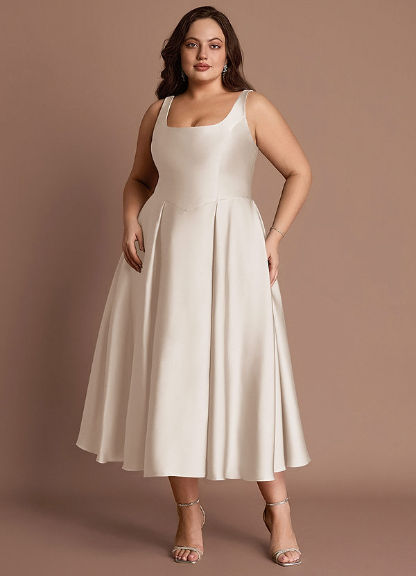Olivia Cream Pleated Midi Dress image1