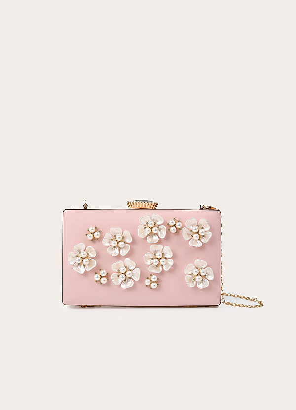 Flache Clutch mit Perlen und Blumenmuster front
