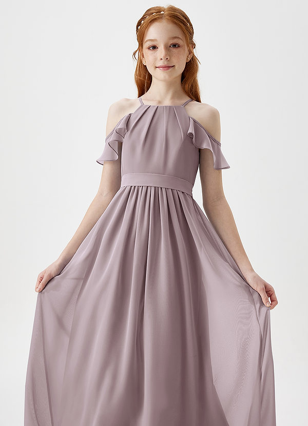 Azazie Chaya Junior Dusk A-Line Off the Shoulder Chiffon Dress image1