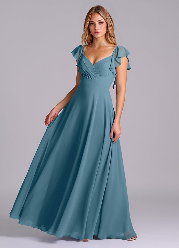 Azazie Leilani Bridesmaid Dresses Bermuda A-Line Pleated Chiffon Dress image1