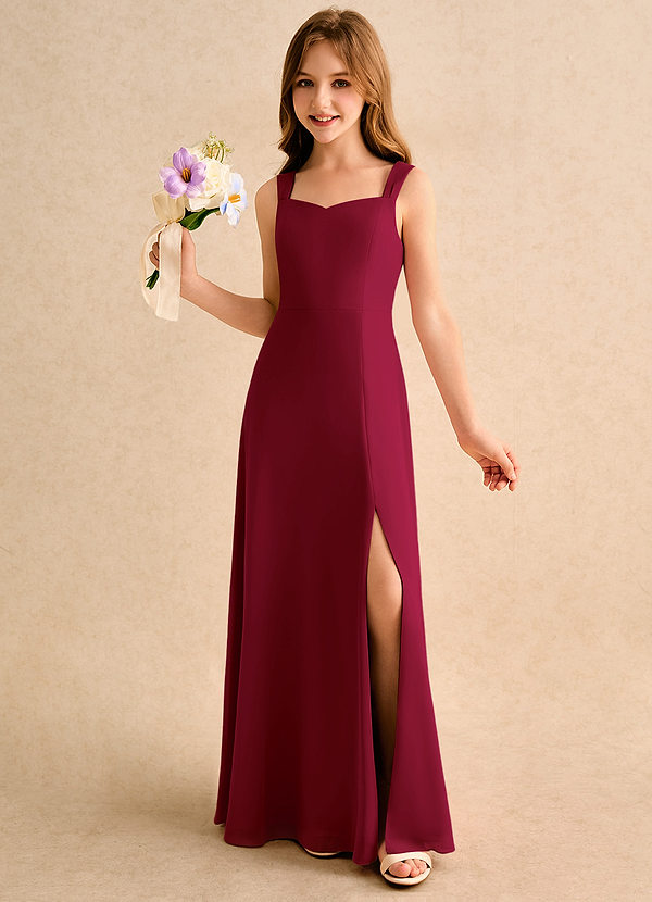 Azazie Makani Girls Formal Blumenkinder Kleider A-Linie Herzausschnitt Chiffon Kleid Burgunderrot image1
