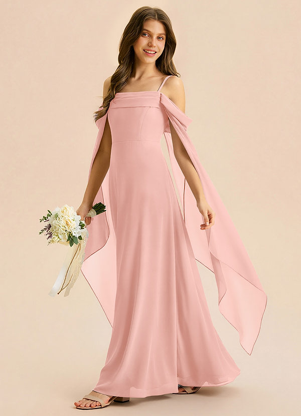 Azazie Moana Junior Rosette A-Line Pleated Chiffon Dress image1