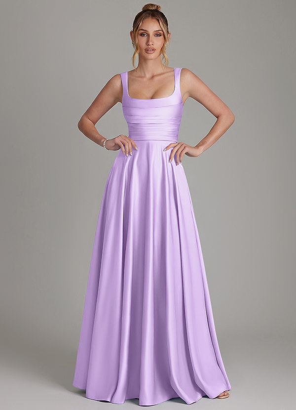 Azazie Azaria Bridesmaid Dresses Lilac A-Line Corset Stretch Satin Dress image1