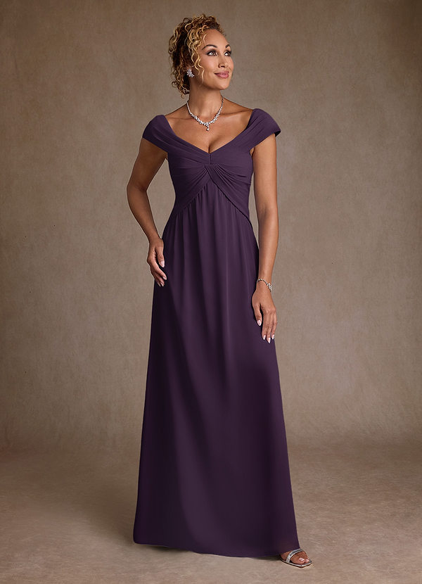 Azazie Myrtle Mother of the Brides Dresses Plum A-Line Pleated Chiffon Dress image1