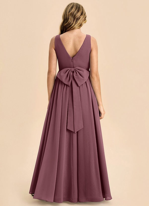 Azazie Hathaway Junior Sangria A-Line Bow Chiffon Dress image1