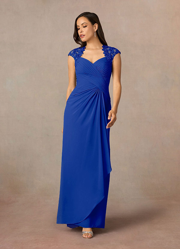 Azazie Birdie Mother of the Brides Dresses Royal Blue A-Line Queen Anne Sequins Chiffon Dress image1