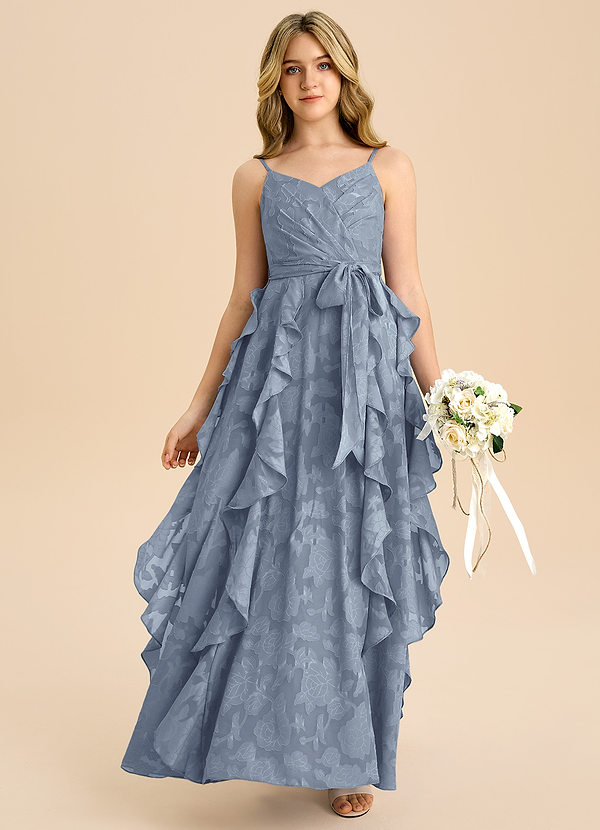 Azazie Peyton Junior Klä av A-Line i Blommig Utbrändhet Plisserad image1