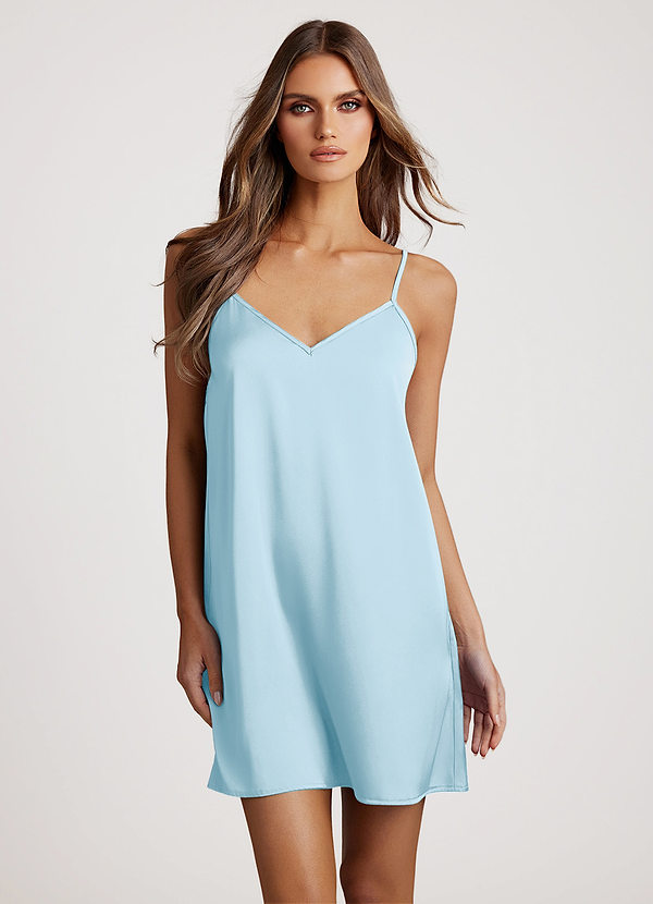 front Azzurro Abito sottoveste classico in raso con colori coordinati