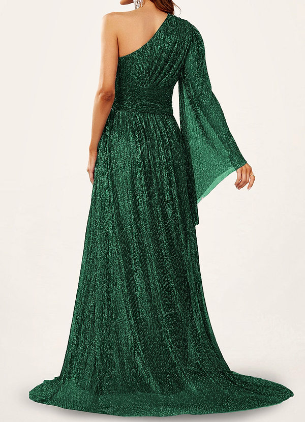 back Arlington Dark Emerald One-Shoulder Maxi Dress