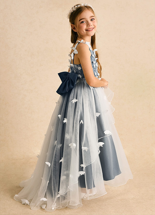 Azazie Darlina Vestidos de Niña de Flores Vestido de Marfil Azul Petróleo de Tul de Princesa con Encaje image1