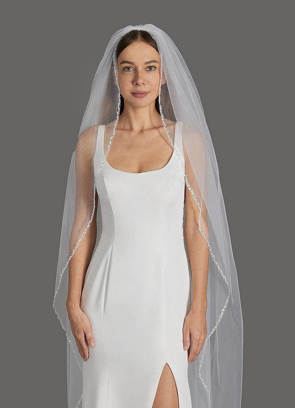 front Sheena Beads Chapel Length Veil