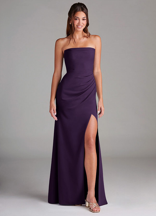 Azazie Leonis Bridesmaid Dresses Plum Sheath Strapless Stretch Crepe Convertible Dress image1