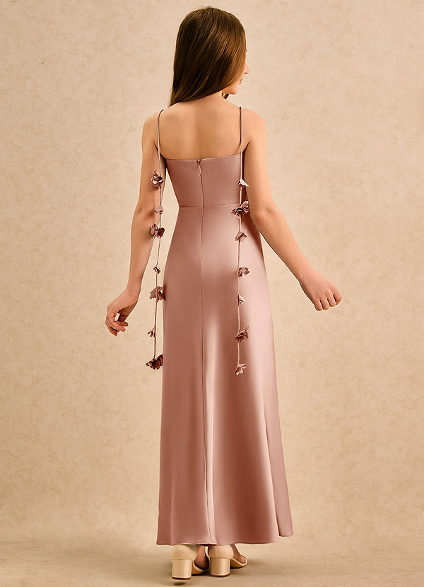 Azazie Kandi Girls Formal Blomsterpigekjoler A-Line Kæresteudskæring Stræk satin Gulv-længde Kjole image1