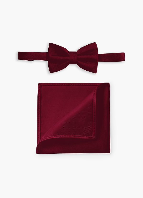 front Boy's Adjustable Stretch Satin Bow Tie & Pocket Square Set
