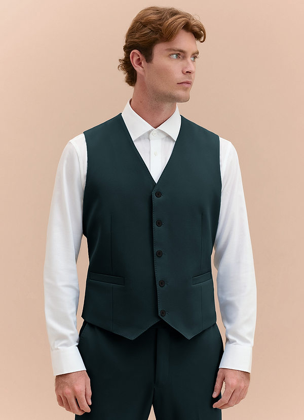 front James Navy Blue Structured Stretch Suit Vest